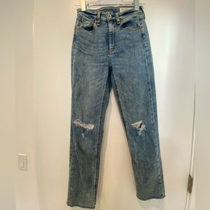 Rag & Bone Distressed Blue “Nina High-Rise Ankle Cigarette” Jeans